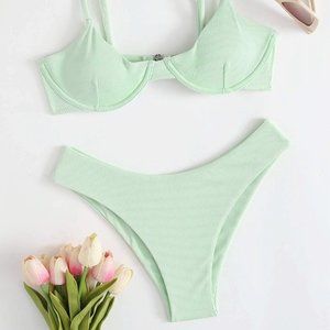 Rib Underwire Bikini Swimsuit